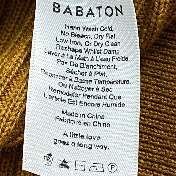 Aritzi Babaton 100% Merino Wool Sweater Womens M Yellow  Ribbed - Picture 6 of 15